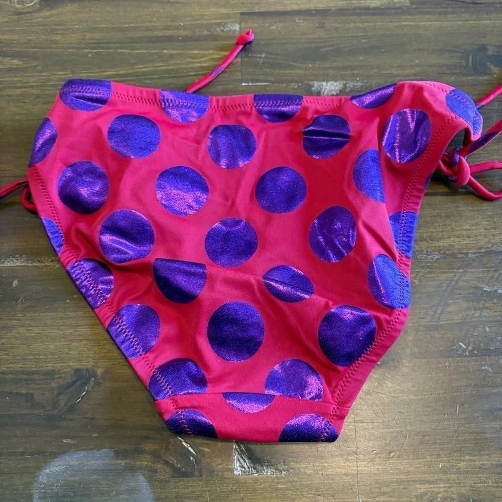 Y2K Vintage Victoria Secret Polk A Dot Bikini Bottom Foil Metallic Itty Bitty XS